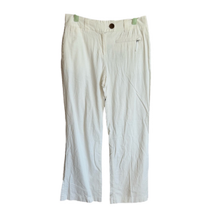 Anthropologie Tapemeasure Kellie White Linen Blend High Rise Trouser Pants sz 4